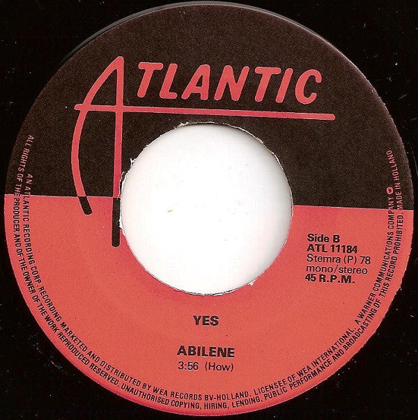 Yes : Don't Kill The Whale (7", Single)
