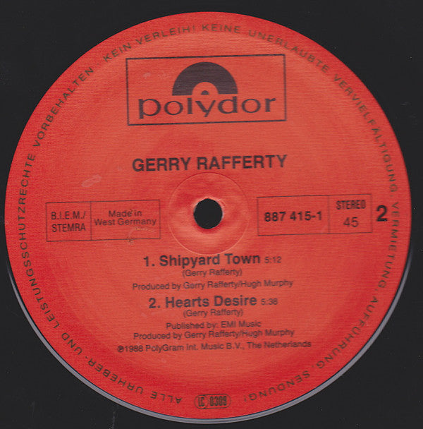 Gerry Rafferty : Shipyard Town (12", Single)