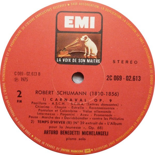 Robert Schumann - Arturo Benedetti Michelangeli : Carnaval Op. 9 & Trois Pièces Extraites De L'Album Pour la Jeunesse (LP)