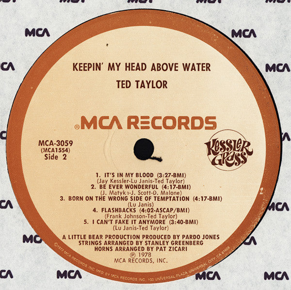 Ted Taylor : Keepin' My Head Above Water (LP, Album)