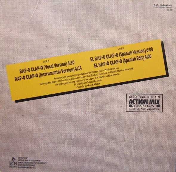 Joe Bataan And The Mestizo Band : Rap-O-Clap-O (12")