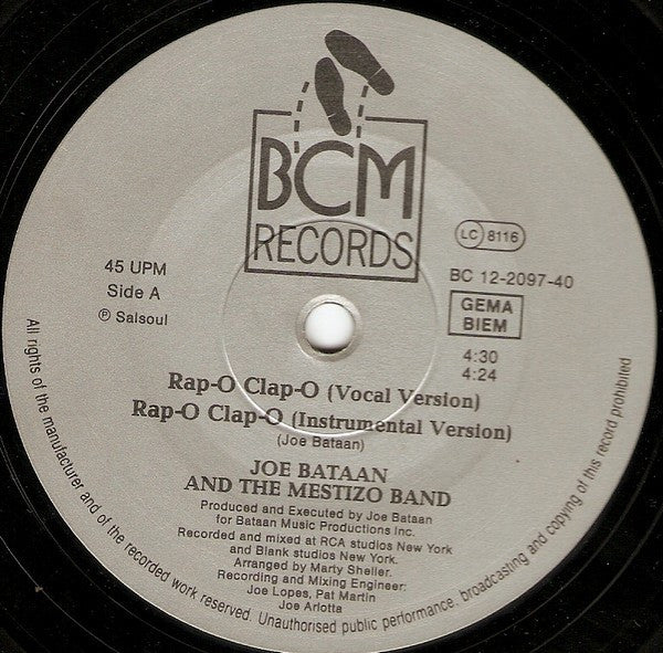 Joe Bataan And The Mestizo Band : Rap-O-Clap-O (12")