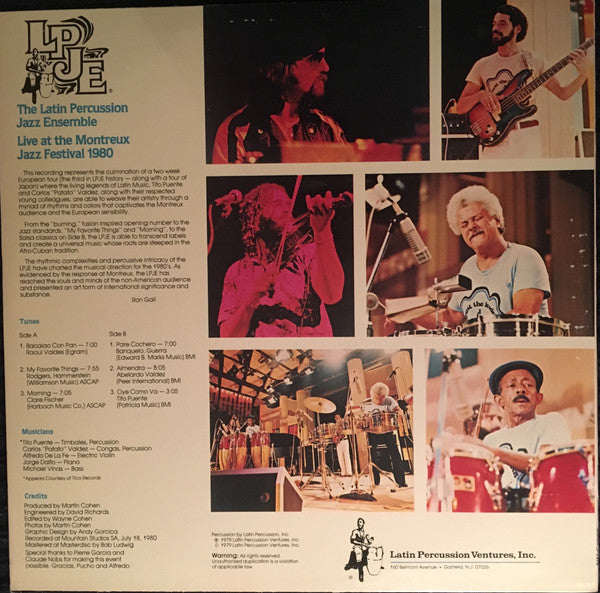 The Latin Percussion Jazz Ensemble : Live At The Montreux Jazz Festival 1980 (LP, Album)