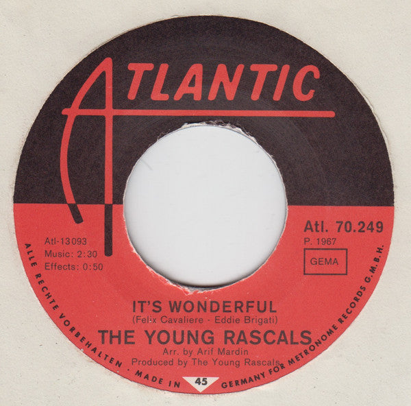 The Young Rascals : It's Wonderful (7", Single, Mono)