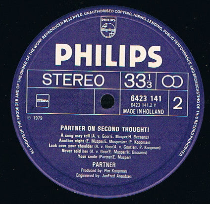 Partner : On Second Thoughts (LP, Album, Cor)