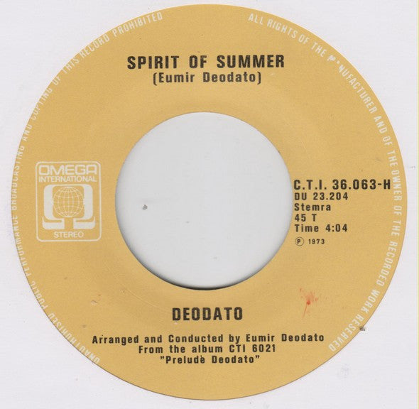 Deodato* : Also Sprach Zarathustra (2001) (7", Single)