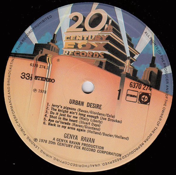 Genya Ravan : Urban Desire (LP, Album, Gat)