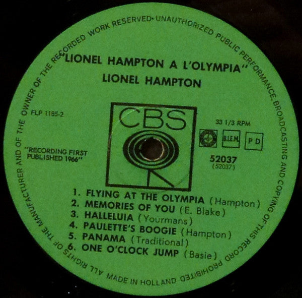 Lionel Hampton : Lionel Hampton A L'Olympia (LP)