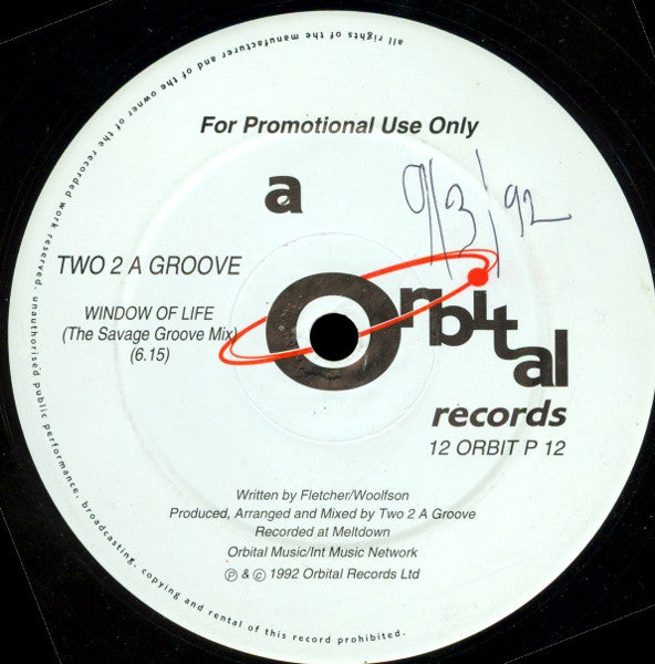 Two 2 A Groove : Window Of Life (12", Promo)
