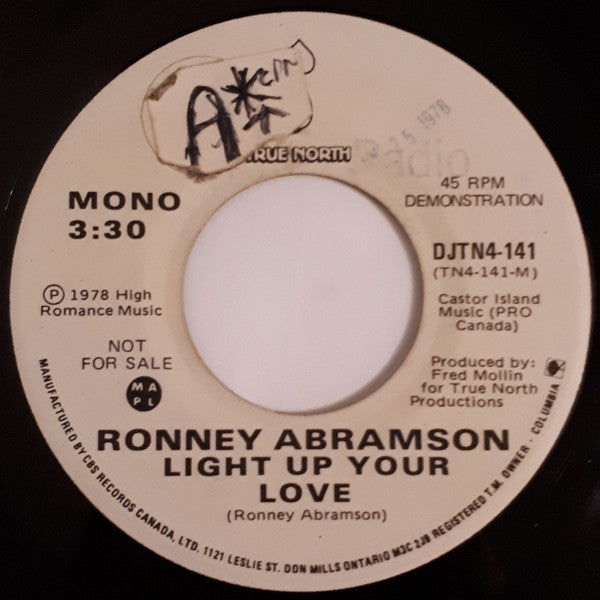 Ronney Abramson : Light Up Your Love (7", Single, Mono, Promo)