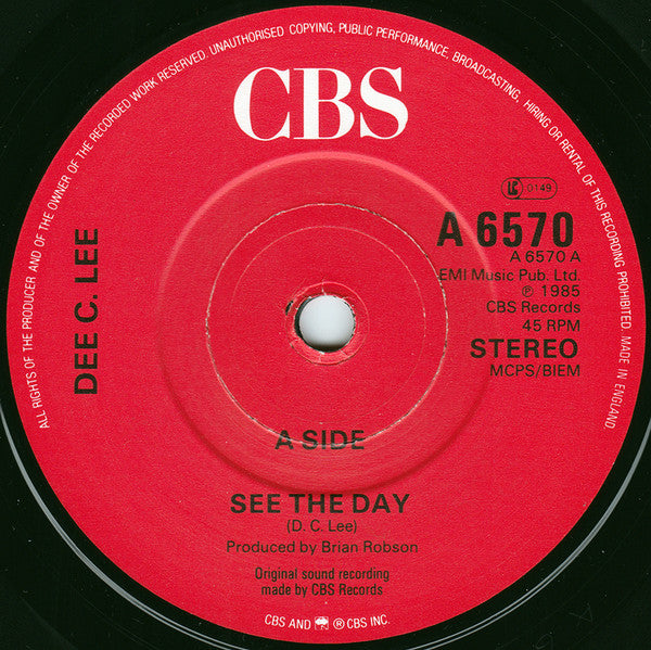 Dee C. Lee : See The Day c/w The Paris Match (7", Single, Red)