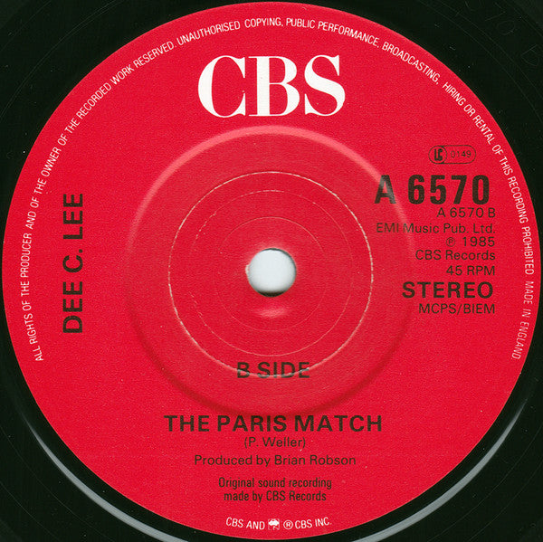Dee C. Lee : See The Day c/w The Paris Match (7", Single, Red)