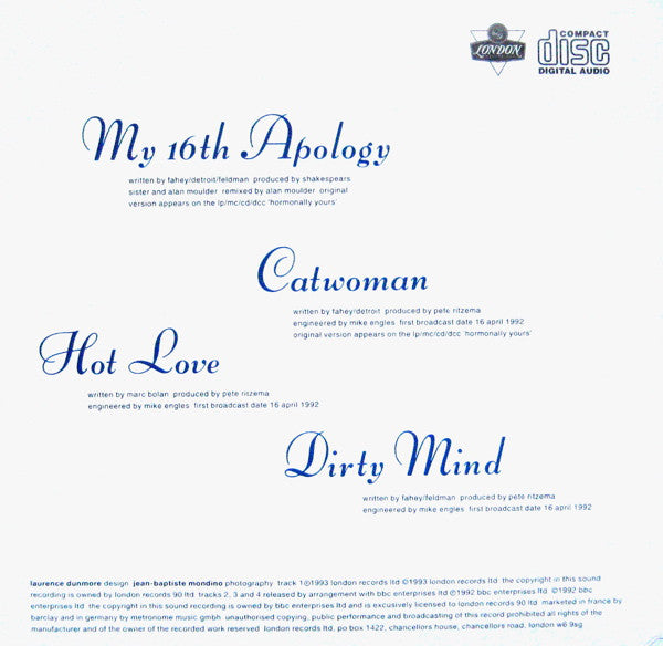Shakespear's Sister : My 16th Apology (CD, Single)