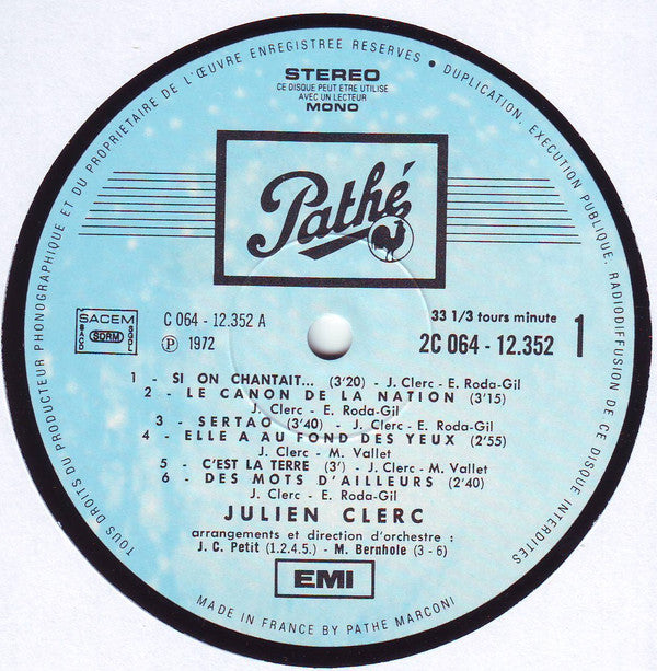Julien Clerc : Liberté, Égalité, Fraternité Ou La Mort (LP, Album, Gat)