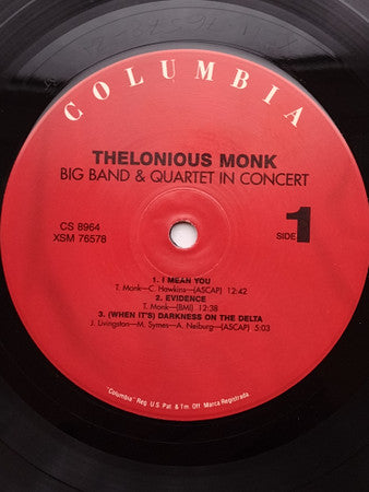 Thelonious Monk : Big Band And Quartet In Concert (LP, Album, RE, Glo)