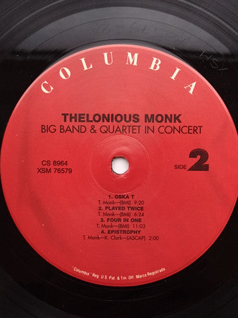 Thelonious Monk : Big Band And Quartet In Concert (LP, Album, RE, Glo)