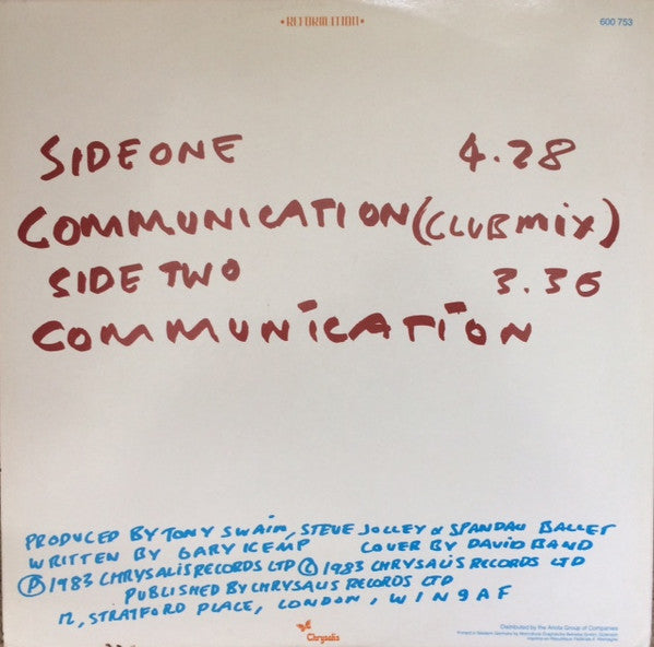 Spandau Ballet : Communication (Club Mix) (12", Pic)