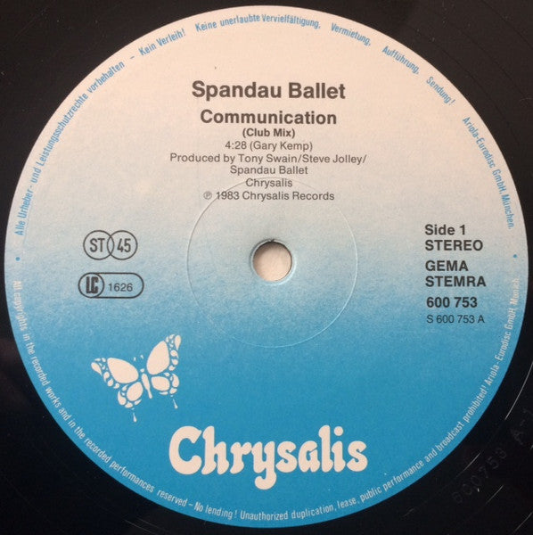 Spandau Ballet : Communication (Club Mix) (12", Pic)