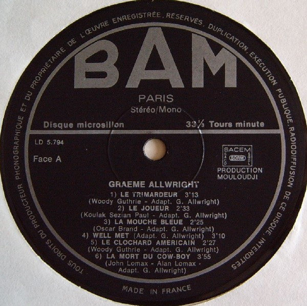 Graeme Allwright : Graeme Allwright (LP, Album, RE)