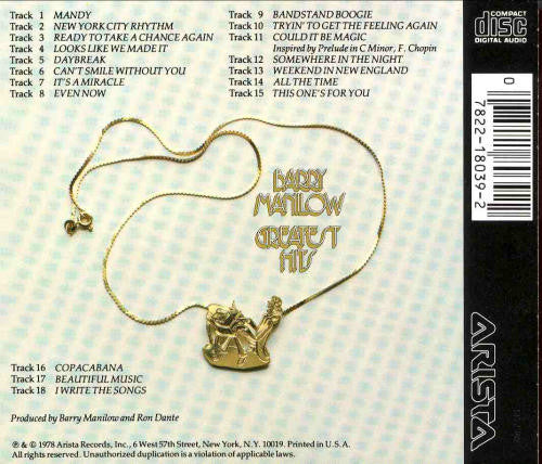 Barry Manilow : Greatest Hits (CD, Comp)