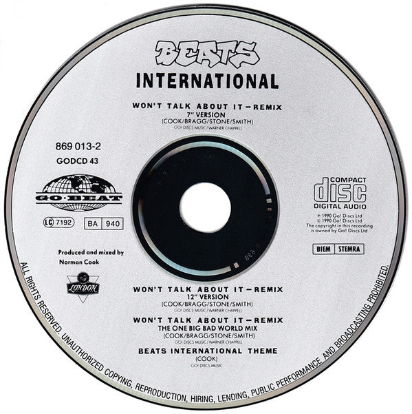 Beats International : Won't Talk About It (CD, Maxi)