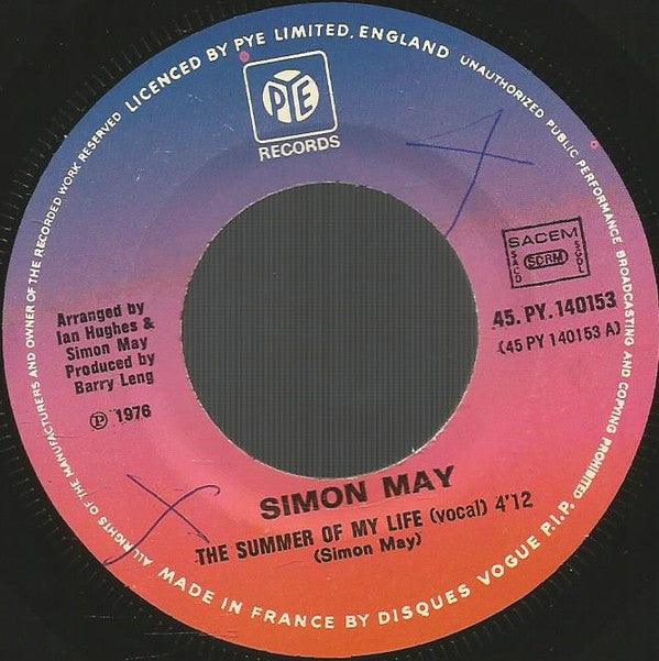Simon May : The Summer Of My Life (7")