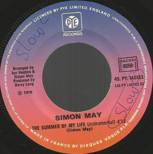 Simon May : The Summer Of My Life (7")