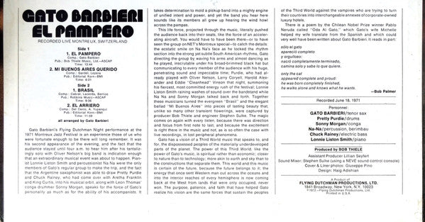 Gato Barbieri : El Pampero (LP, Album, Gat)