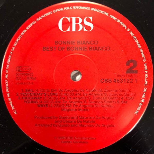 Bonnie Bianco : Best Of Bonnie Bianco (LP, Comp)