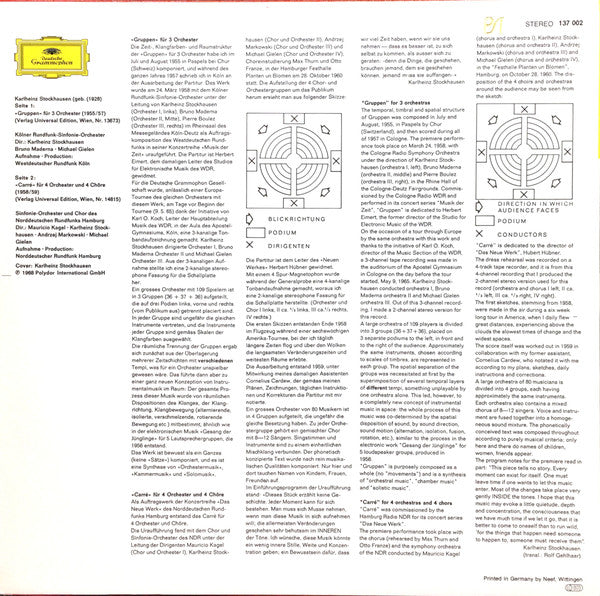 Karlheinz Stockhausen : Gruppen • Carré (LP, Album, RE)