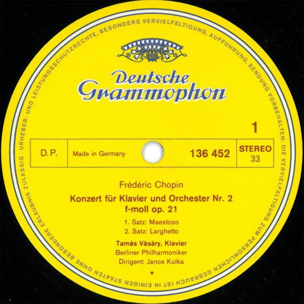 Frédéric Chopin, Tamás Vásáry, Berliner Philharmoniker, Janos Kulka : Klavierkonzert Nr. 2 F-moll / Andante Spianato Et Grande Polonaise ∙ Nocturne (LP, Album, RE)