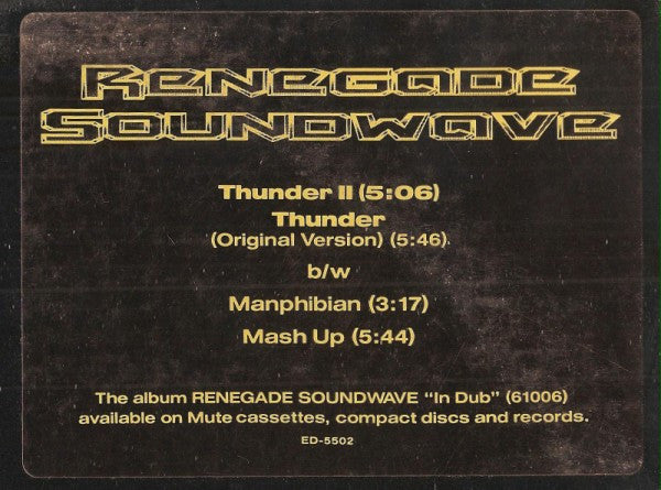 Renegade Soundwave : Thunder II (12", Promo)