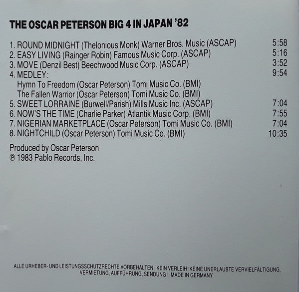 The Oscar Peterson Big 4 : Freedom Song (The Oscar Peterson Big 4 In Japan '82) (CD, Album, RE)