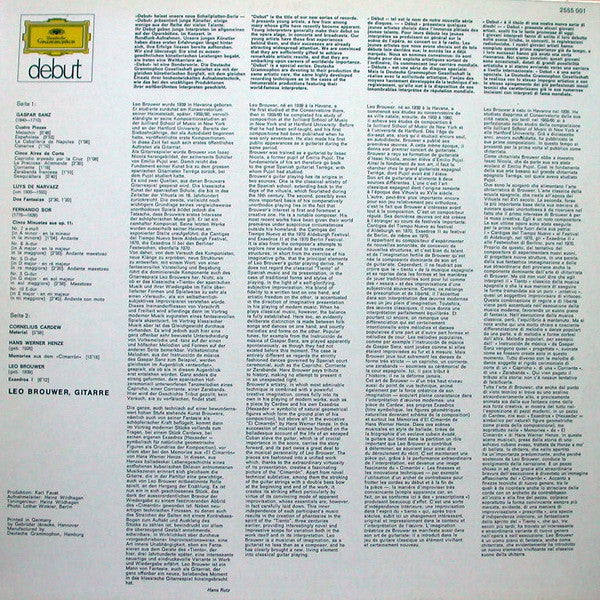 Leo Brouwer, Gaspar Sanz, Luis de Narváez, Fernando Sor, Cornelius Cardew, Hans Werner Henze : Werke Für Gitarre Solo (LP, Album)