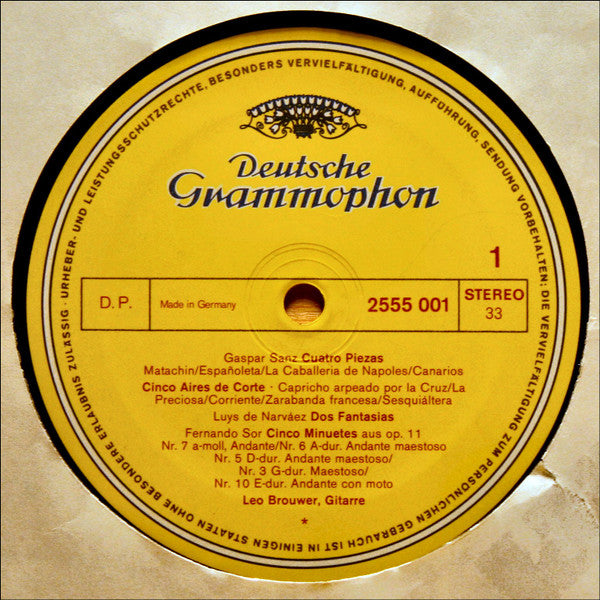 Leo Brouwer, Gaspar Sanz, Luis de Narváez, Fernando Sor, Cornelius Cardew, Hans Werner Henze : Werke Für Gitarre Solo (LP, Album)