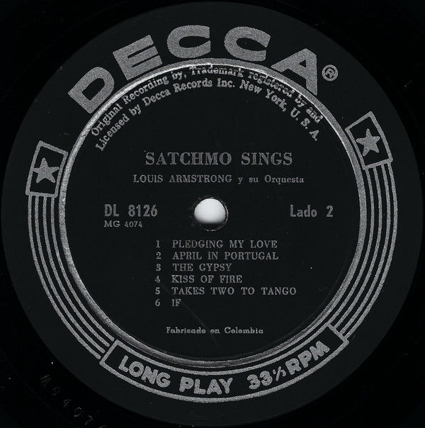 Louis Armstrong : Satchmo Sings (LP, Album, Mono)