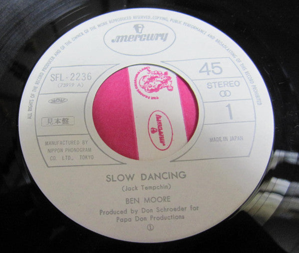Ben Moore (2) : Slow Dancing / Fire's Burning (7", Single, Promo)