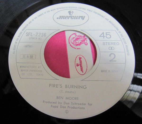 Ben Moore (2) : Slow Dancing / Fire's Burning (7", Single, Promo)