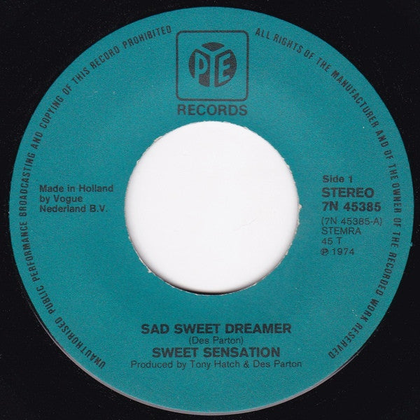 Sweet Sensation (2) : Sad Sweet Dreamer (7", Single)