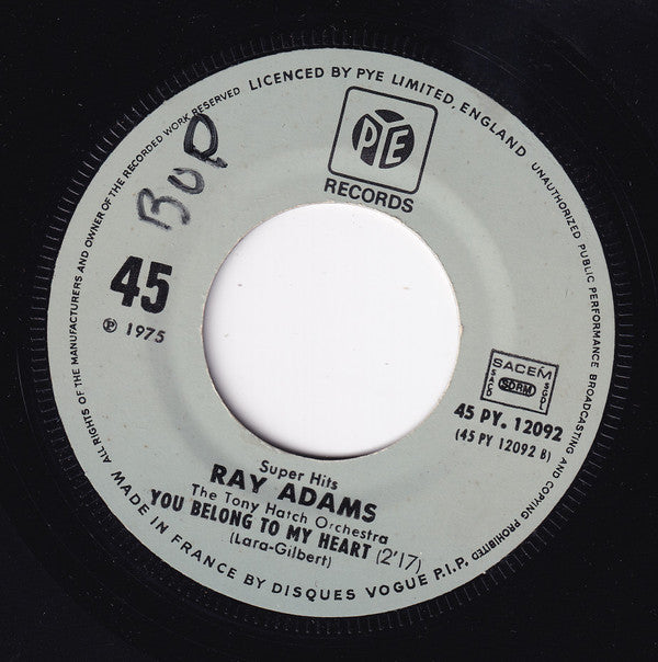 Ray Adams : Hear My Song Violetta / You Belong To My Heart (7")