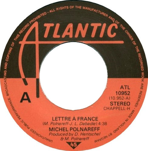 Michel Polnareff : Lettre À France / Mademoiselle De (7", Single)