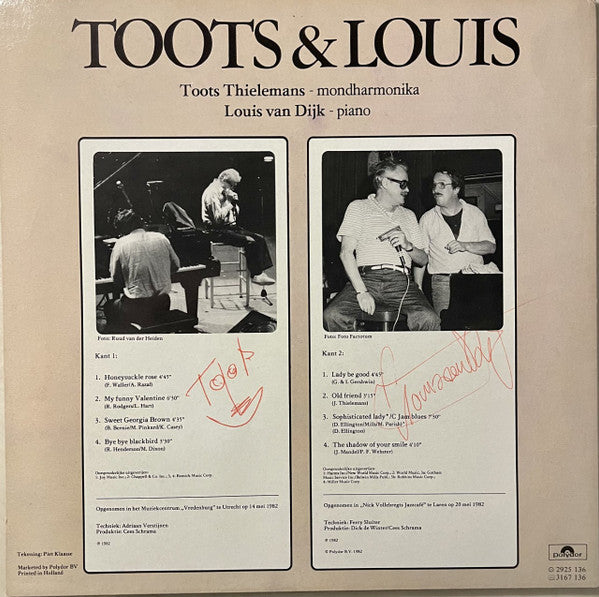 Toots Thielemans & Louis Van Dijk : Toots & Louis (LP, Album)