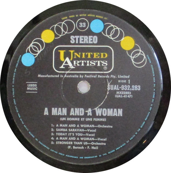 Francis Lai : A Man And A Woman "Un Homme Et Une Femme" (Original Motion Picture Soundtrack) (LP, Album)