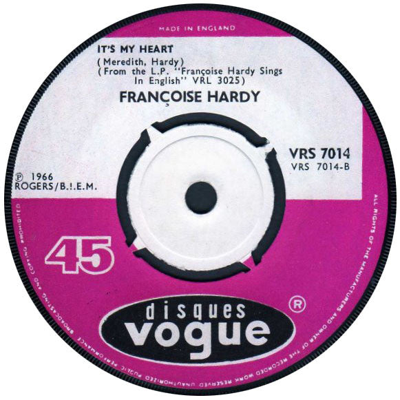 Françoise Hardy : Autumn Rendezvous / It's My Heart (7", Single)