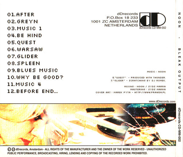 Noon : Bleak Output (CD, Album, Dig)