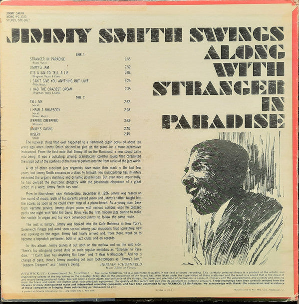 Jimmy Smith : Swings Along With Stranger In Paradise (LP, Album)