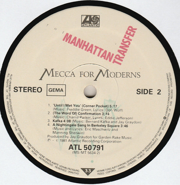 The Manhattan Transfer : Mecca For Moderns (LP, Album, Pin)