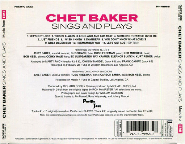 Chet Baker : Sings And Plays (CD, Album, Mono, RE)