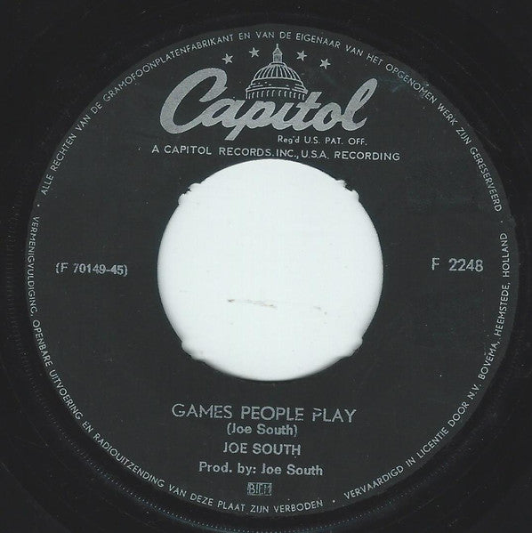 Joe South : Games People Play / Mirror Of Your Mind (7", Single)