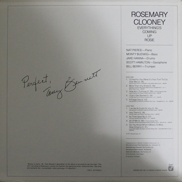 Rosemary Clooney : Everything's Coming Up Rosie (LP, Album, RE)